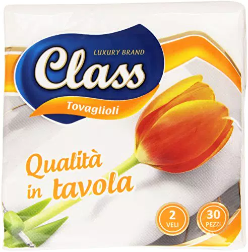 Class - Tovaglioli, Qualità in Tavola, 2 Veli, 33x33cm - 30 Pezzi
