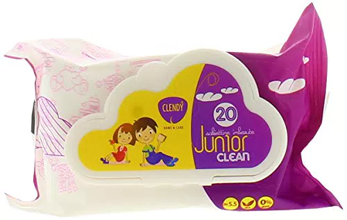 Clendy Salviette Junior con tappo, 1 confezione con 20 salviette
