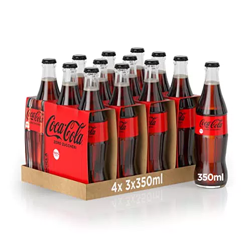 Coca-Cola Zero Zuccheri 12 Bottiglie da 350 ml, Tutto il Gusto della Formula Coca-Cola Senza Calorie