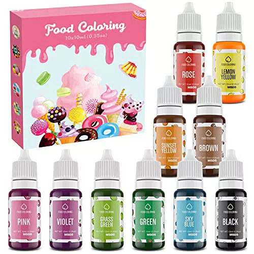Coloranti Alimentari 10x10ml Colorante Alimentare Liquido Vibranti per Fondente Cuocere
