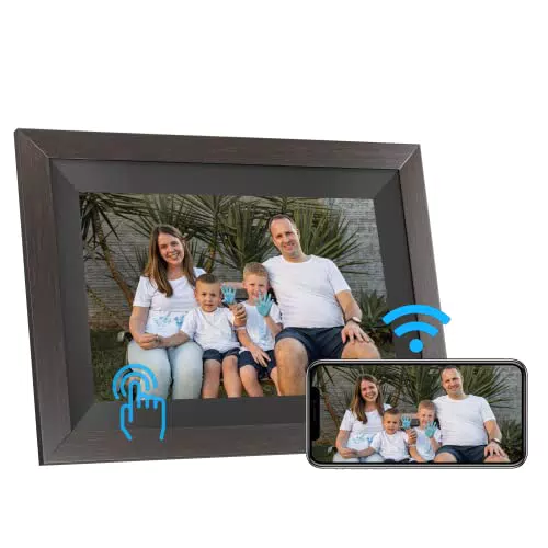 SGIN 10 Cornice Digitale WIFI con Memoria 16 GB, legno marrone