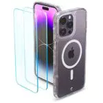 CYRILL di Spigen Shine Mag 2 Pezzi Vetro Temperato + 1 Cover Compatibile con iPhone 14 Pro - Clear Glitter
