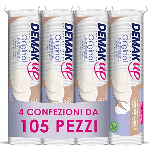 DemakUp dischetti struccanti Original, 4 confezioni da 105 pezzi