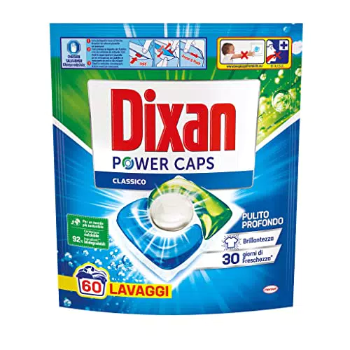 Dixan Power Caps Classico, Detersivo Lavatrice in Capsule, 60 lavaggi