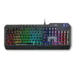 DR1TECH Wasp Tastiera RGB da Gaming per PC Retroilluminata e Ergonomica - 104 Tasti con 26-Key Anti Ghosting - Tastiera USB a Membrana con Filo + Knob Multimediale