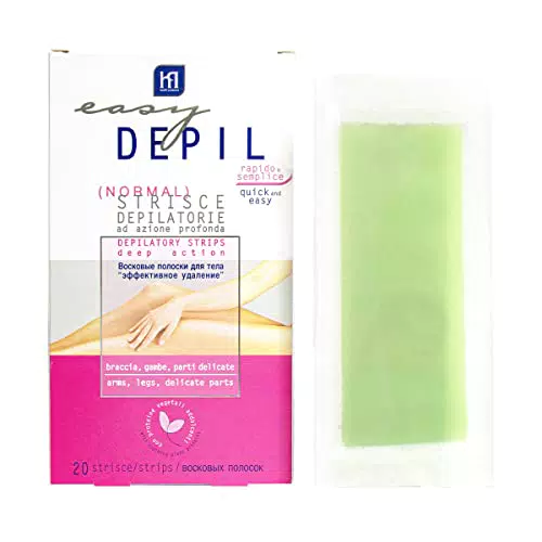 Easy Depil - Strisce Depilatorie Braccia, Gambe, Parti Intime, Ascelle e Zona Bikini - Rapide e Semplici da Usare - 20 Strisce