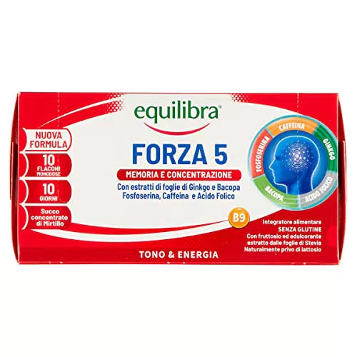 Equilibra Integratori Alimentari, Forza 5, Integratore con Estratti di Foglie Ginkgo e Bacopa