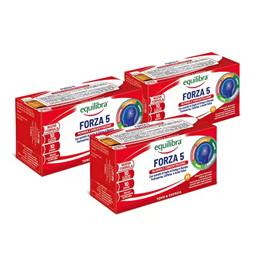 Equilibra Integratori Alimentari, Forza 5, Integratore con Estratti di Foglie Ginkgo e Bacopa