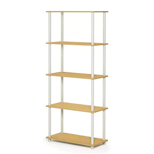 Furinno Scaffali senza Attrezzi Beech/White Tubi tondi