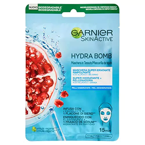 Garnier SkinActive Hydra Bomb Maschera Viso in Tessuto Super Idratante Energizzante per Pelli da Dissetare