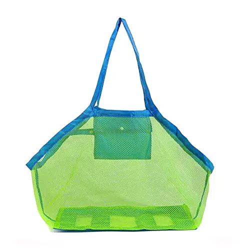 GeekerChip Borsa Grande da Spiaggia, La Borsa Spiaggia in Tessuto a Rete Pieghevole e riutilizzabile per riporvi Giocattoli da Bambino