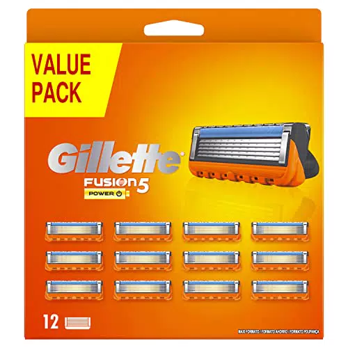 Gillette Fusion 5 Power Lamette da Barba, 12 Ricambi da 5 Lame
