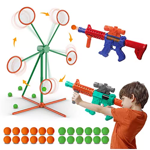 Gioco di Tiro al Bersaglio per Bambini (Include 2 Pistole Giocattolo e 24  Proiettili di Schiuma)