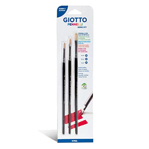 Giotto set 3 pennelli punta piatta serie Art 577 n° 0/2/4