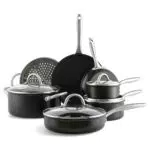 GreenPan Lima Midnight Set di pentole e padelle in ceramica antiaderente anodizzata dura da 11 pezzi