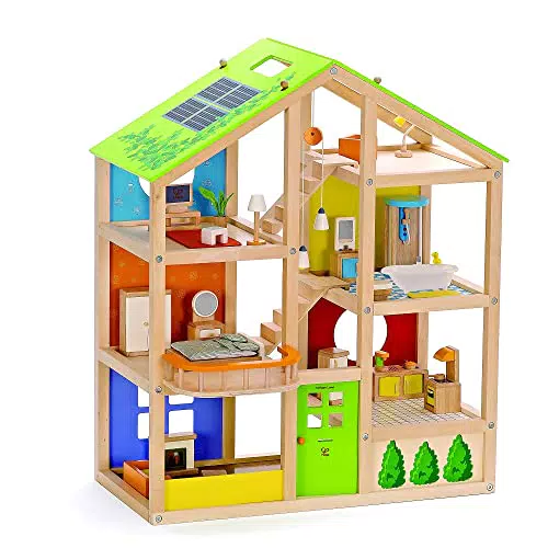 Hape Casa Delle Bambole 4 Stagioni a 3 Piani con Mobili