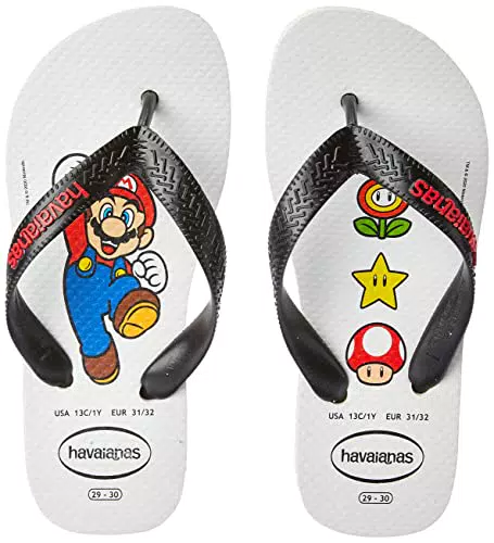 Havaianas Mario Bros, Infradito Unisex - Bambini, Bianco/Nero