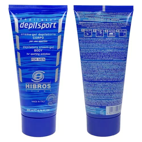 HIBROS Crema Depilatoria Uomo Doccia Pelli Sensibili Depilazione Gambe Braccia Petto Schiena Gel Delicata Professionale Indolore Sport Sportivo Ciclismo Rimozione Peli Duri Superflui 200ml