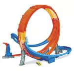 Hot Wheels- Pista Schianti Acrobatici del Loop Gigante con Lanciatore e Grande Loop da 71 cm con 1 Macchinina