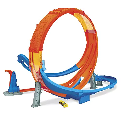 Hot Wheels- Pista Schianti Acrobatici del Loop Gigante con Lanciatore e Grande Loop da 71 cm con 1 Macchinina