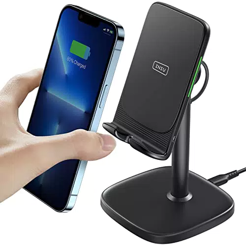 INIU Caricatore Wireless Phone Stand, 15W Ricarica Rapida di Adujstable Wireless Charger Holder Indicatore Adattivo Supporto per iPhone 14 13 12 11 Pro SE X XR Samsung Galaxy S22 S21 Xiaomi Google LG