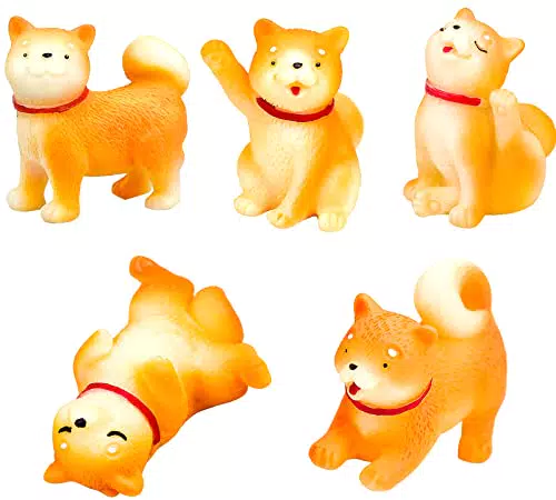 iRenXiao 5 pezzi Mini Figurine di Cani Akita da Giardino in Miniatura