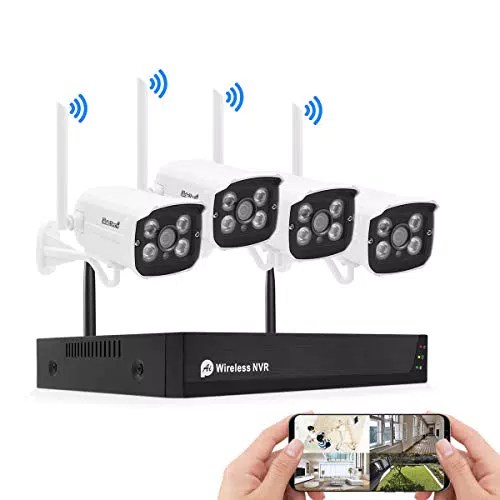 JideTech 8CH 5MP Kit Videosorveglianza WIFI, Sistema di sorveglianza wireless IR night Vision