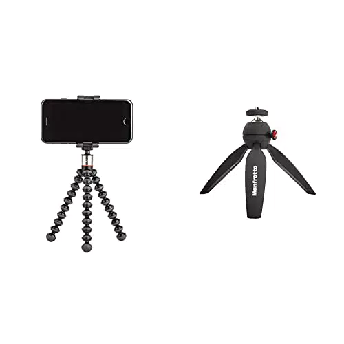 Joby Griptight One Gp Treppiede Supporto Telefono Universale/Treppiede Gorillapod Flessibile & Manfrotto MTPIXI-B Treppiede da Tavolo per Fotocamere CSC e DSLR ed Impugnatura per Video