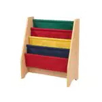 KidKraft 14226 Libreria in Legno e Tessuto, Mobili per Camera da Letto e Sala Giochi per Bambini con 4 Tasche Portaoggetti - Colori Primari