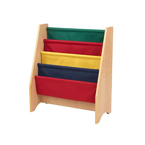 KidKraft 14226 Libreria in Legno e Tessuto, Mobili per Camera da Letto e Sala Giochi per Bambini con 4 Tasche Portaoggetti - Colori Primari