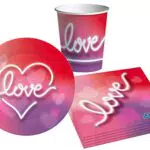 Kit Party Tavola Love Party per 24 persone in carta compostabile eco-friendly
