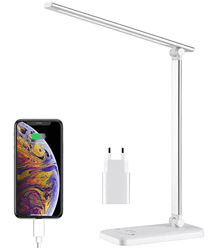 Lampada da Scrivania, Lampada da Tavolo LED Pieghevole con 5 Livelli di Luminosità