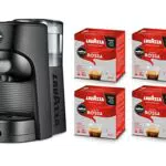 Lavazza, A Modo Mio Macchina per Caffè Tiny Eco Nera con 64 Capsule Qualità Rossa Incluse