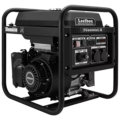 Leelbox Generatore di Corrente Inverter, 22500WH/5500W Benzina 4 tempi con 2 prese 230V Silenzioso