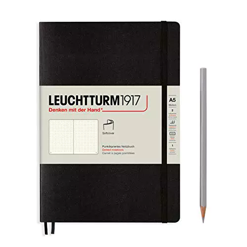 Leuchtturm1917, taccuino, copertina morbida A puntini Medium Nero