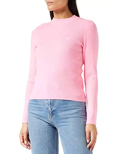 Levi's felpa girocollo in maglia a costine morbido al tatto, rosa