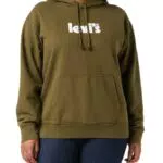 Levi's Felpa con cappuccio Graphics Donna Con Logo, Colore: Verde Oliva Scuro, XS