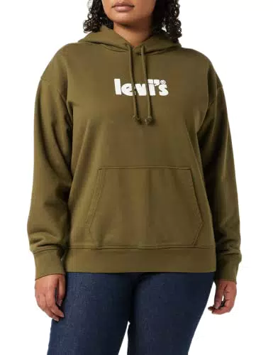 Levi's Felpa con cappuccio Graphics Donna Con Logo, Colore: Verde Oliva Scuro, XS