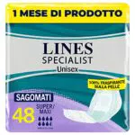 Lines Specialist Sagomato, Confozione da 4 x 12 Assorbenti per Incontinenza Uomo e Donna