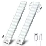 OUILA Luce Armadio LED con Sensore di Movimento Luci Notturna 36 LED 4 Modalità Lampada Guardaroba Luce da Esposizione 1000mAh USB Ricaricabile Cucina