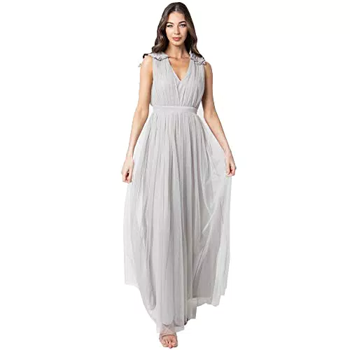 Abito Maxi con Spalle Volant Vestito per Damigella d’Onore
