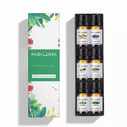 MAYJAM Oli Essenziali per Diffusori 6 x 10ml, Set di Oli Essenziali Puri Naturali per Aromaterapia