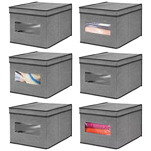 mDesign Set da 6 Scatole contenitori con Finestra Trasparente e Coperchio
