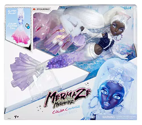 Mermaze Mermaidz - Winter Waves - CRYSTABELLA - Include bambola alla moda sirena, pinna che cambia colore, coda glitterata e accessori