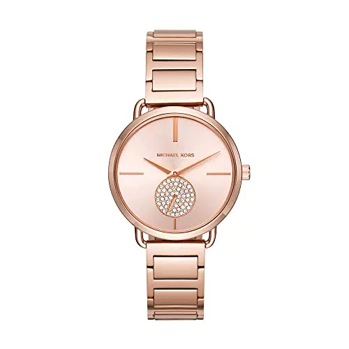 Michael Kors PORTIA Orologio da Donna, Misura Cassa 36 mm, colore Oro Rosa