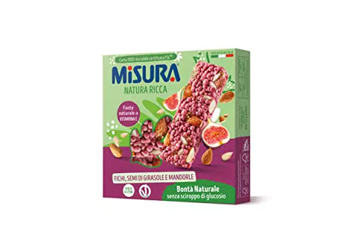 Misura Snack Cereali Natura Ricca | Barrette Cereali, Fichi, Semi di Girasole e Mandorle