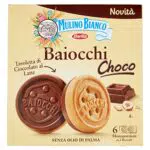 Mulino Bianco Biscotti Baiocchi Choco, Biscotto di Pastafrolla e Tavoletta di Cioccolato al Latte con Nocciole