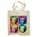My Custom Style Shopper in Cotone Naturale di Colore Beige Modello Marilyn Monroe 002 Manici Lunghi da 80cm; Formato Borsa 38x42cm. Prodotto di qualità