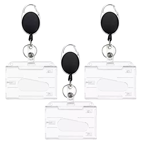 NAYU - 3 Pezzi Porta Badge Plastica con Clip