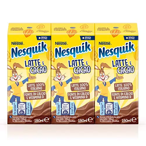 NESQUIK READY TO DRINK Bevanda a Base di Latte con Cacao Magro 8 Confezioni da 3x180ml